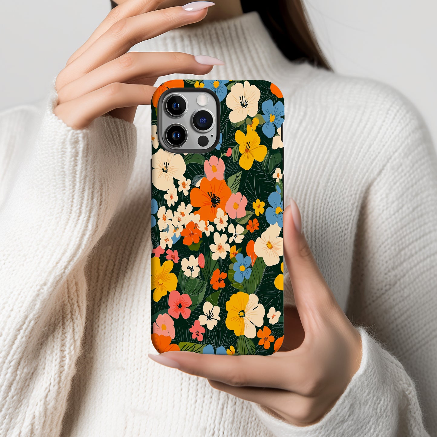 Bold Tropical Bloom Phone Case – Vibrant Colorful Floral Design