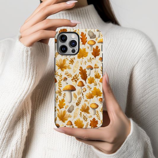 🍄 Autumn Mushroom Forest Protective Phone Case – Fall Foliage Design