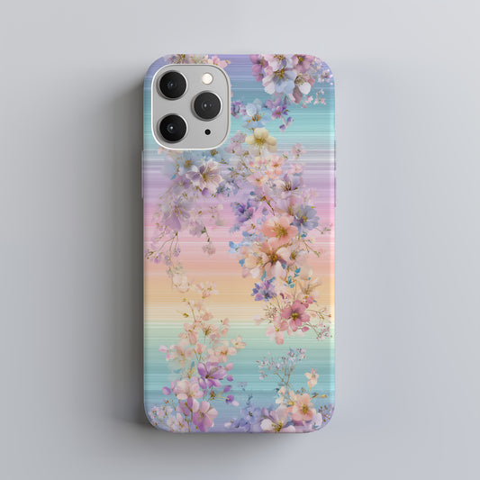 🌈 Pastel Rainbow Blossom Protective Phone Case – Dreamy Floral Gradient Design