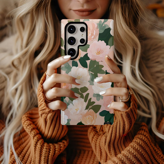 🌸 Blush Peony Garden Protective Phone Case – Soft Floral Elegance