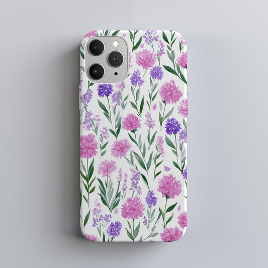 💜 Pink & Purple Wildflower Protective Phone Case – Watercolor Floral Design