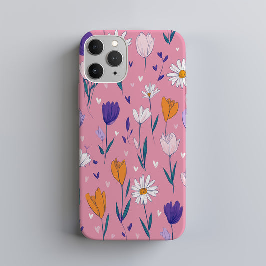 🌼 Playful Daisy & Tulip Protective Phone Case – Hand-Drawn Floral Design