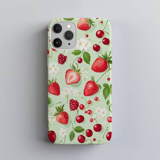 🍓 Berry Sweet Protective Phone Case – Strawberry & Cherry Design