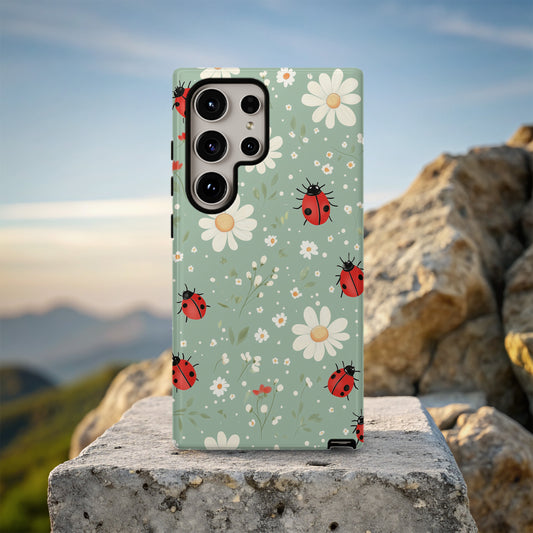 🐞 Ladybug & Daisy Protective Phone Case – Cute Nature-Inspired Design