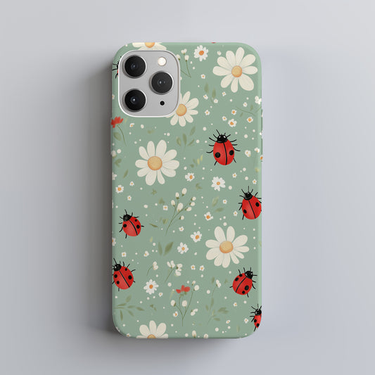🐞 Ladybug & Daisy Protective Phone Case – Cute Nature-Inspired Design