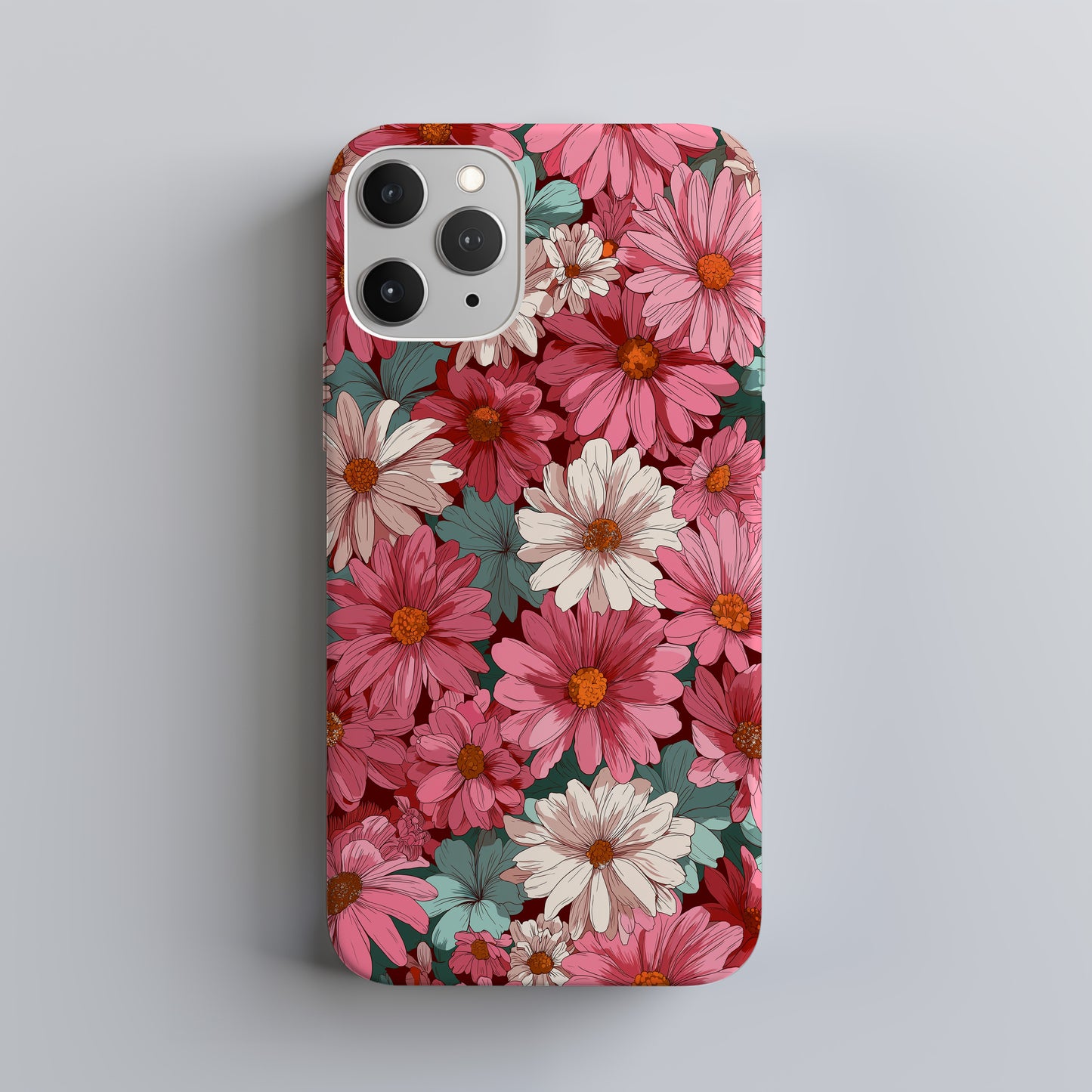 Vintage Bloom Protective Phone Case – Retro Floral Design with 3D Full Wrap Print