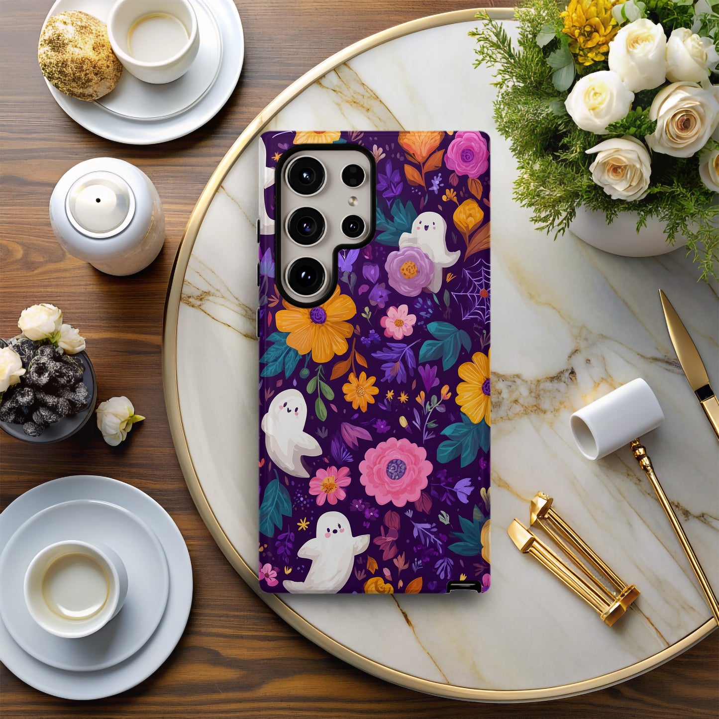 Spooky Bloom Ghost Phone Case – Cute Halloween Floral
