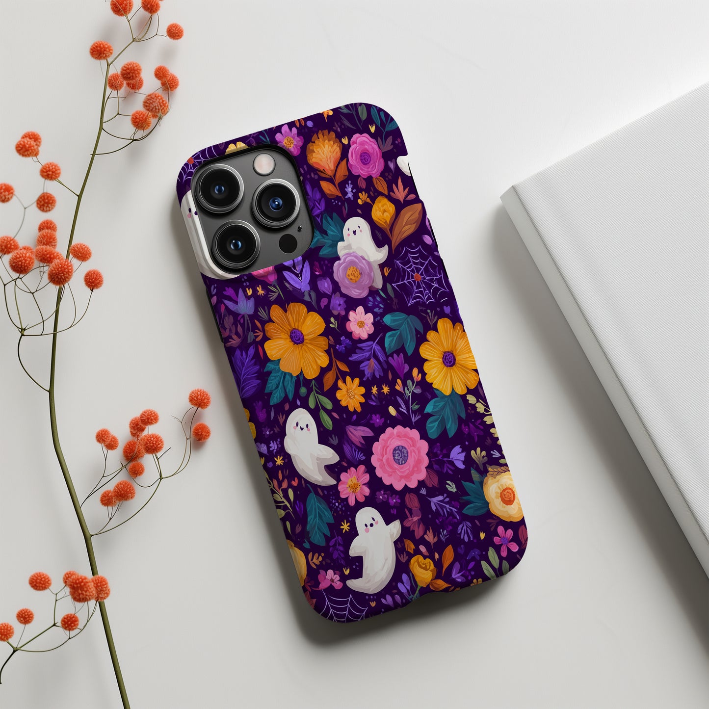 Spooky Bloom Ghost Phone Case – Cute Halloween Floral