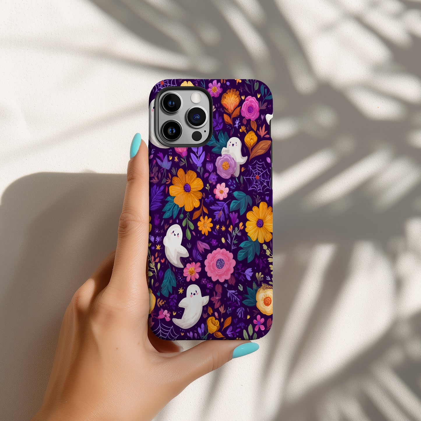 Spooky Bloom Ghost Phone Case – Cute Halloween Floral