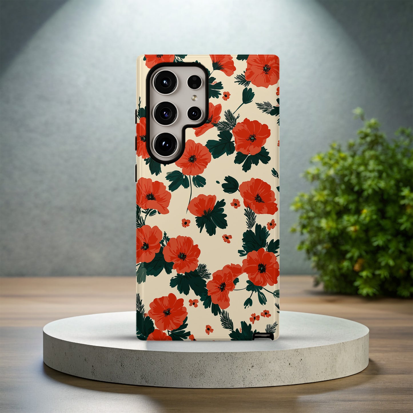 Crimson Poppy Protective Phone Case – Bold Red Floral Design