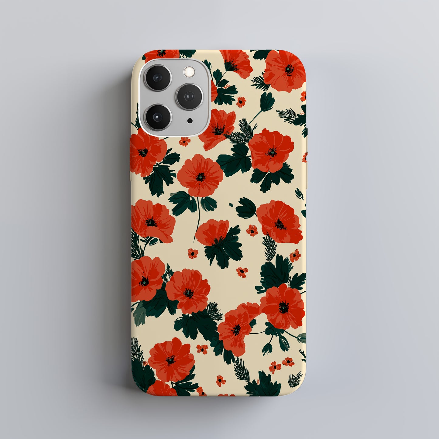 Crimson Poppy Protective Phone Case – Bold Red Floral Design