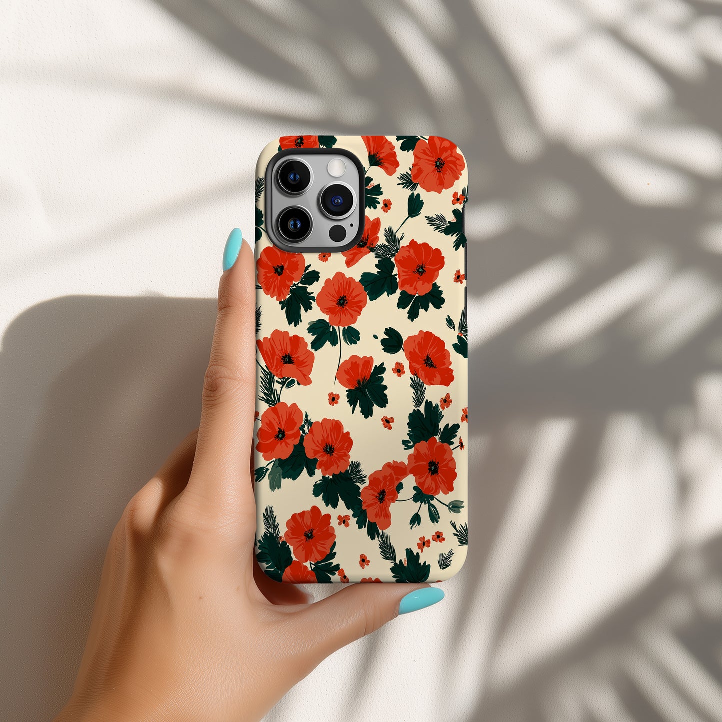 Crimson Poppy Protective Phone Case – Bold Red Floral Design