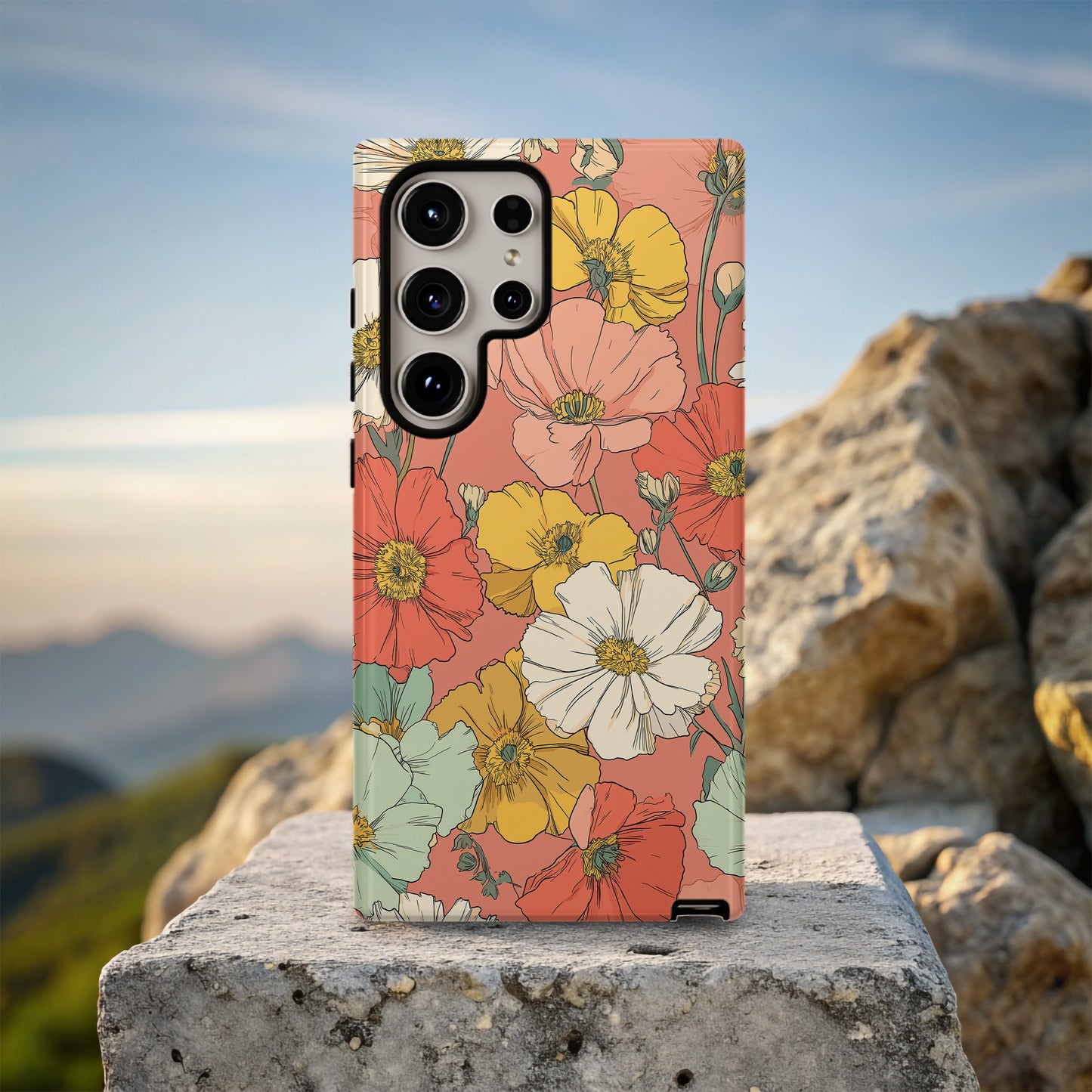 Sunset Meadow Floral Phone Case – Vibrant Botanical