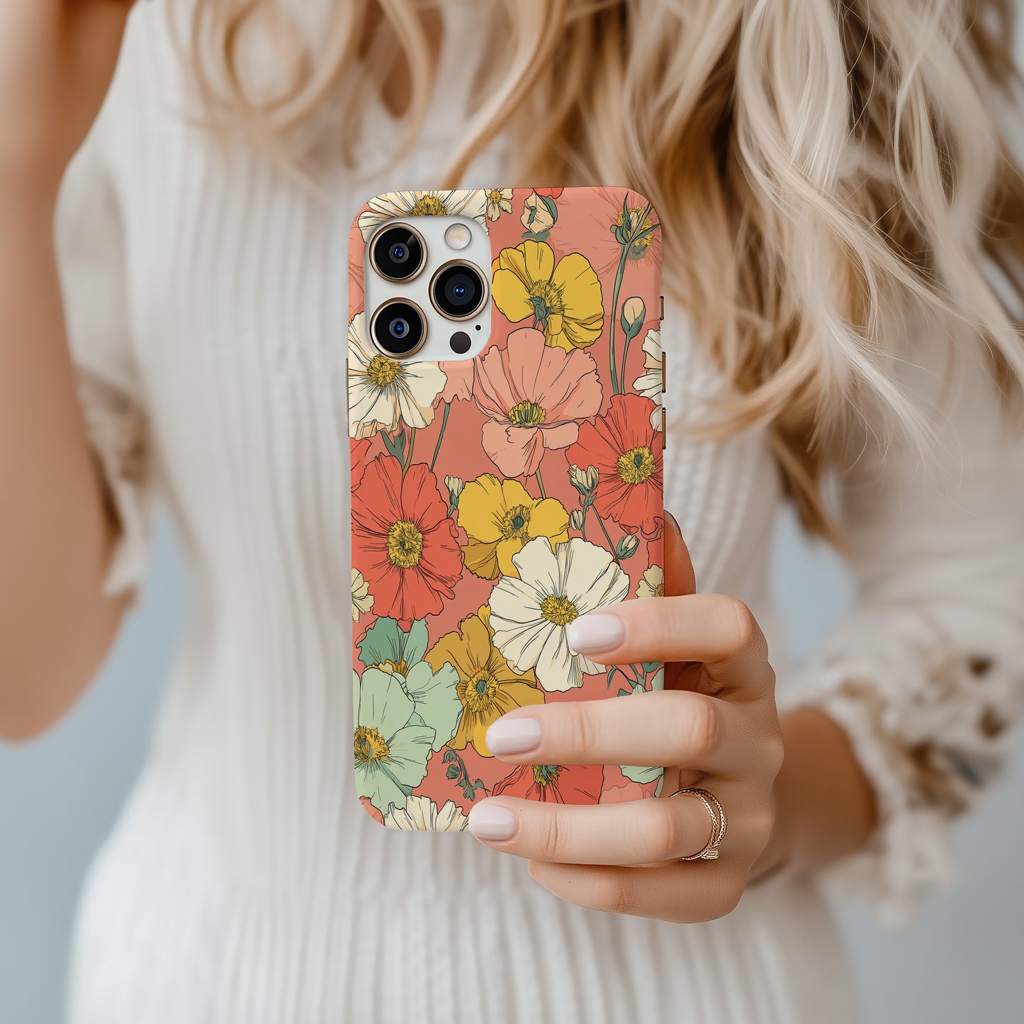 Sunset Meadow Floral Phone Case – Vibrant Botanical