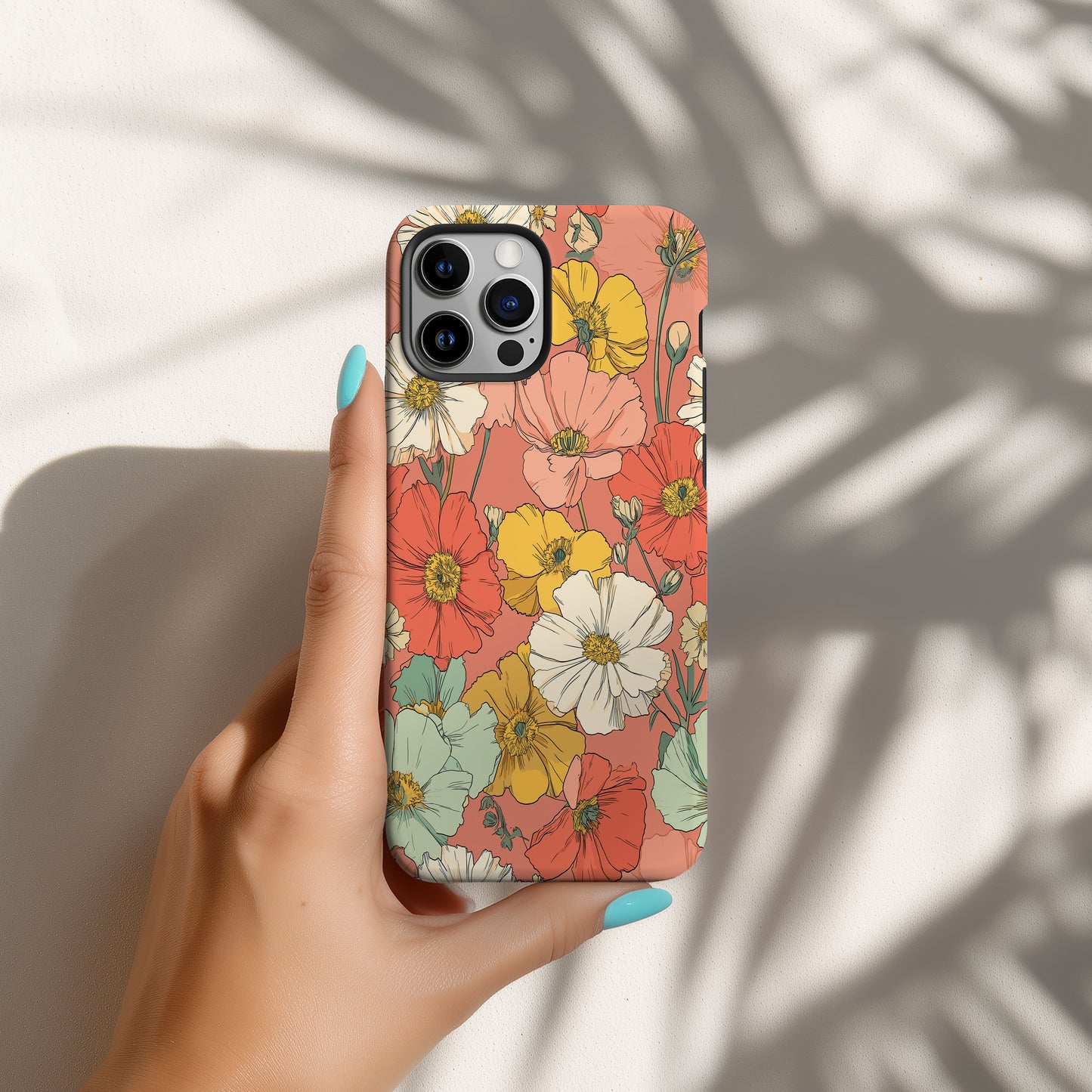 Sunset Meadow Floral Phone Case – Vibrant Botanical
