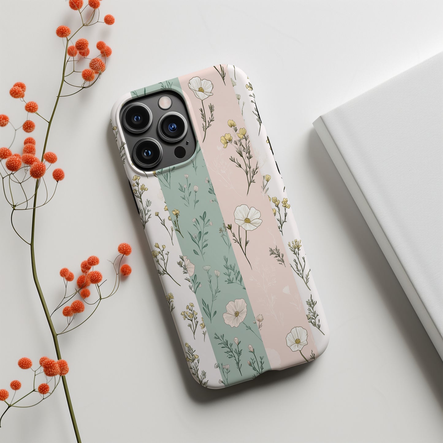 Pastel Wildflower Botanical Phone Case – Minimal Floral Protective Case