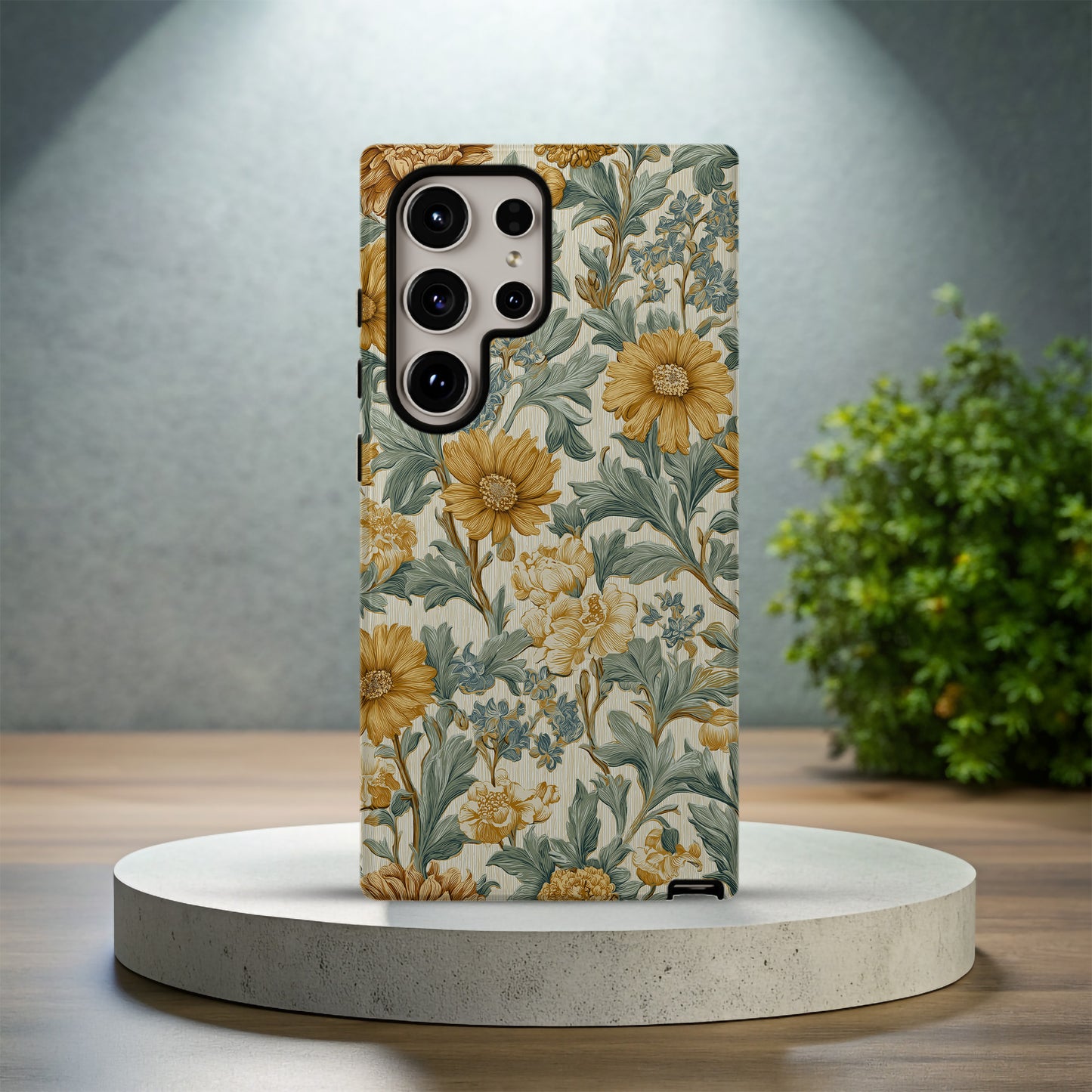 Golden Garden Phone Case – Vintage Botanical Floral Protective Case