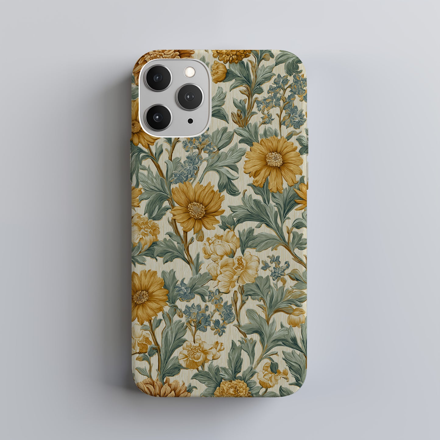 Golden Garden Phone Case – Vintage Botanical Floral Protective Case