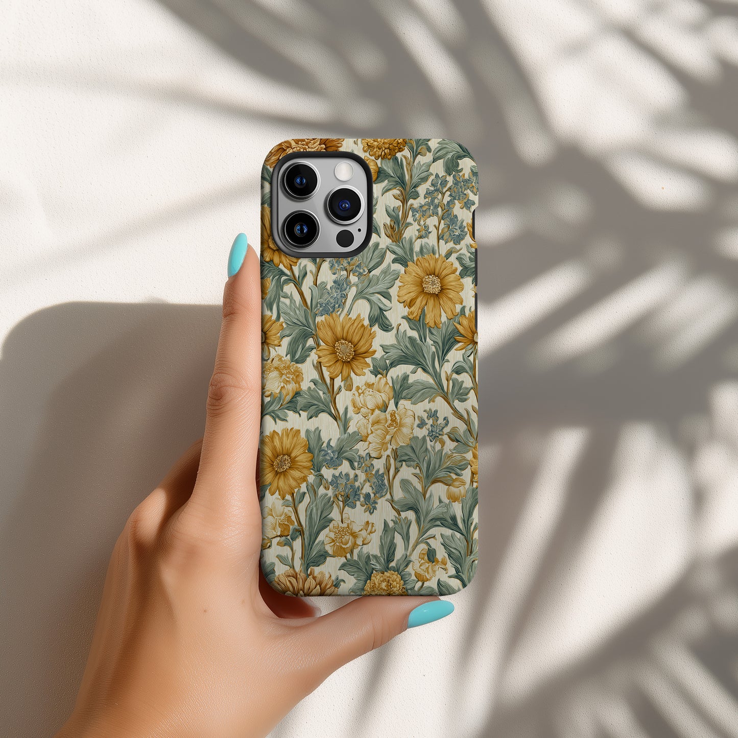 Golden Garden Phone Case – Vintage Botanical Floral Protective Case
