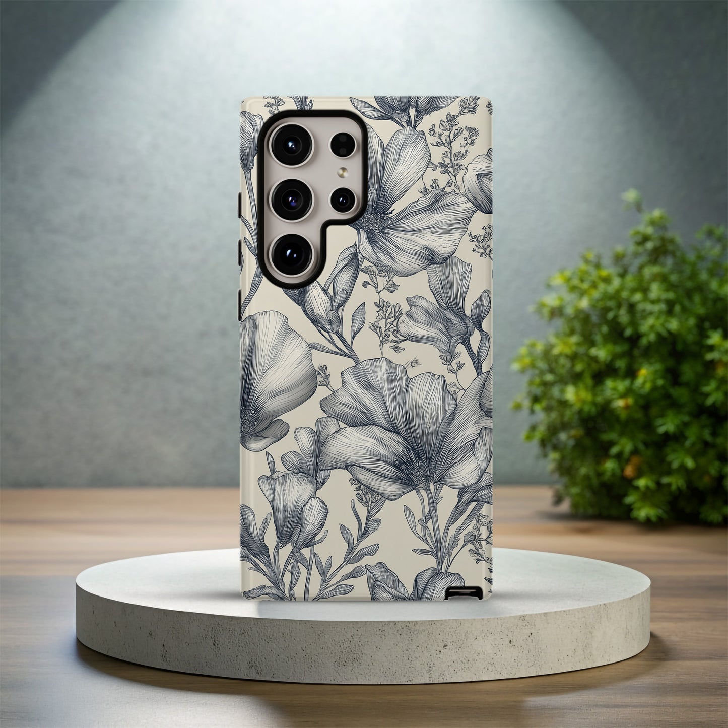 Monochrome Bloom Phone Case – Elegant Black & White Floral Protective Case