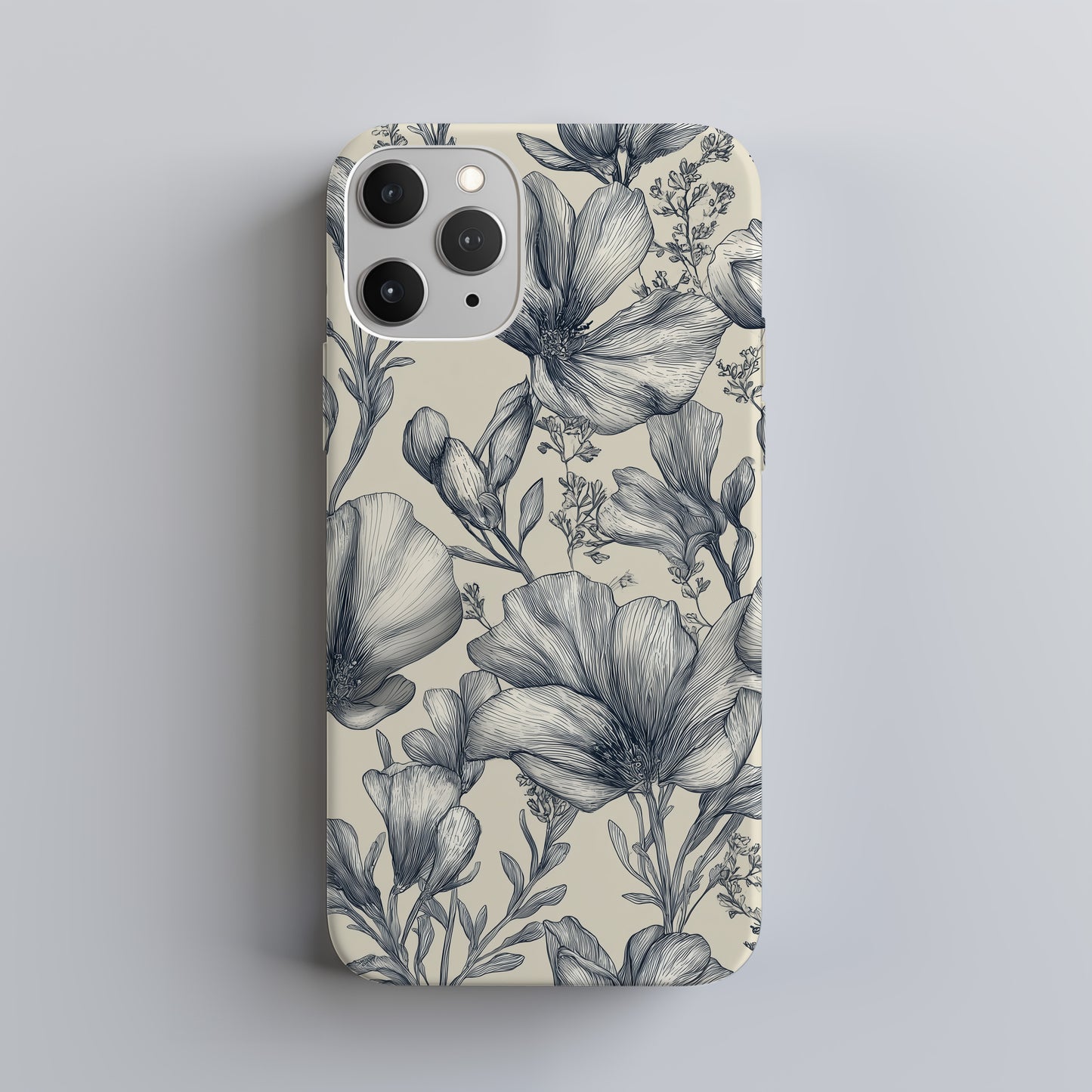 Monochrome Bloom Phone Case – Elegant Black & White Floral Protective Case