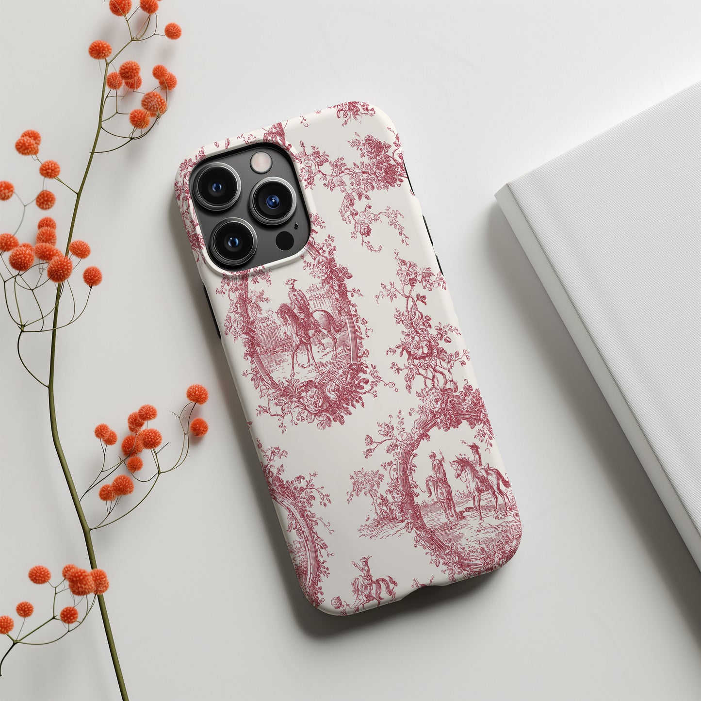 Toile de Rose Phone Case – Vintage Equestrian Floral Protective Case