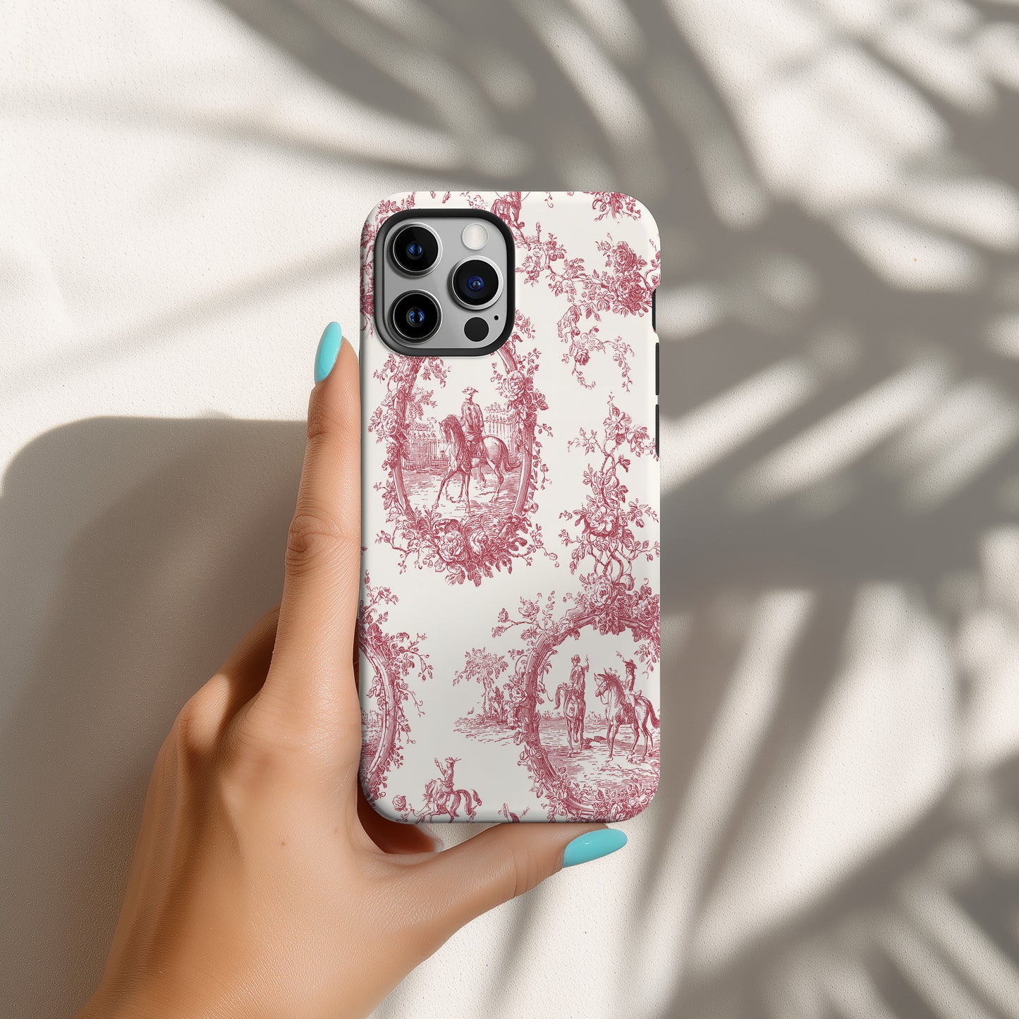Toile de Rose Phone Case – Vintage Equestrian Floral Protective Case