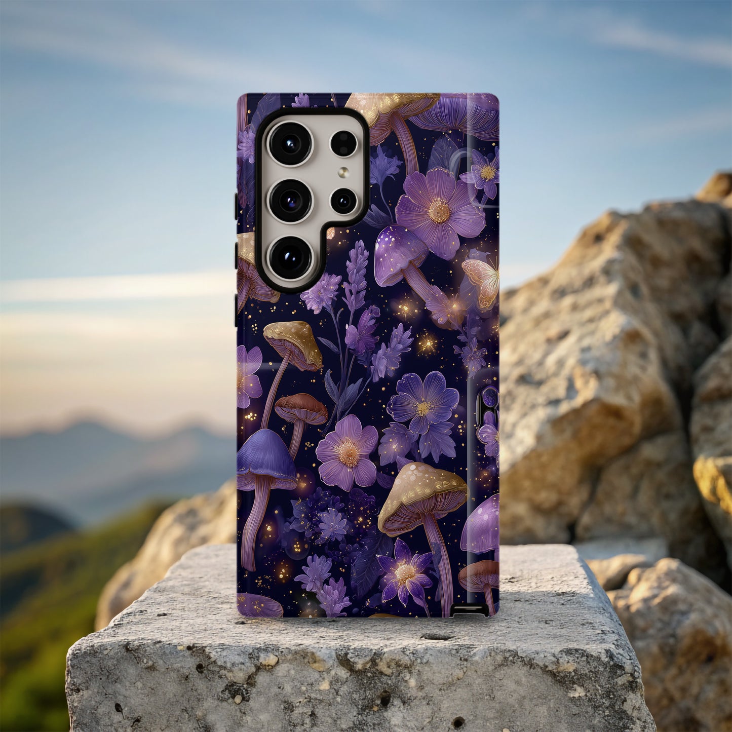 Enchanted Night Garden Phone Case – Mystical Mushroom & Butterfly Design