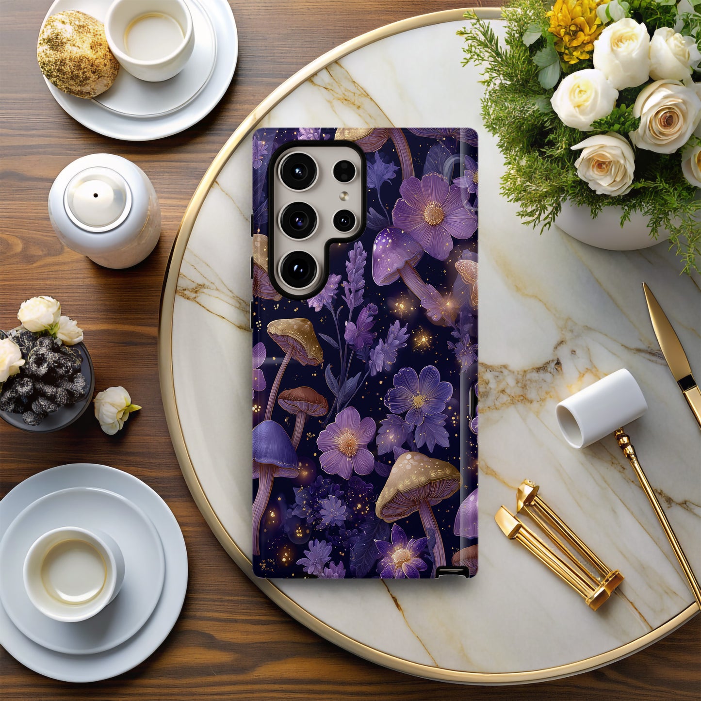 Enchanted Night Garden Phone Case – Mystical Mushroom & Butterfly Design