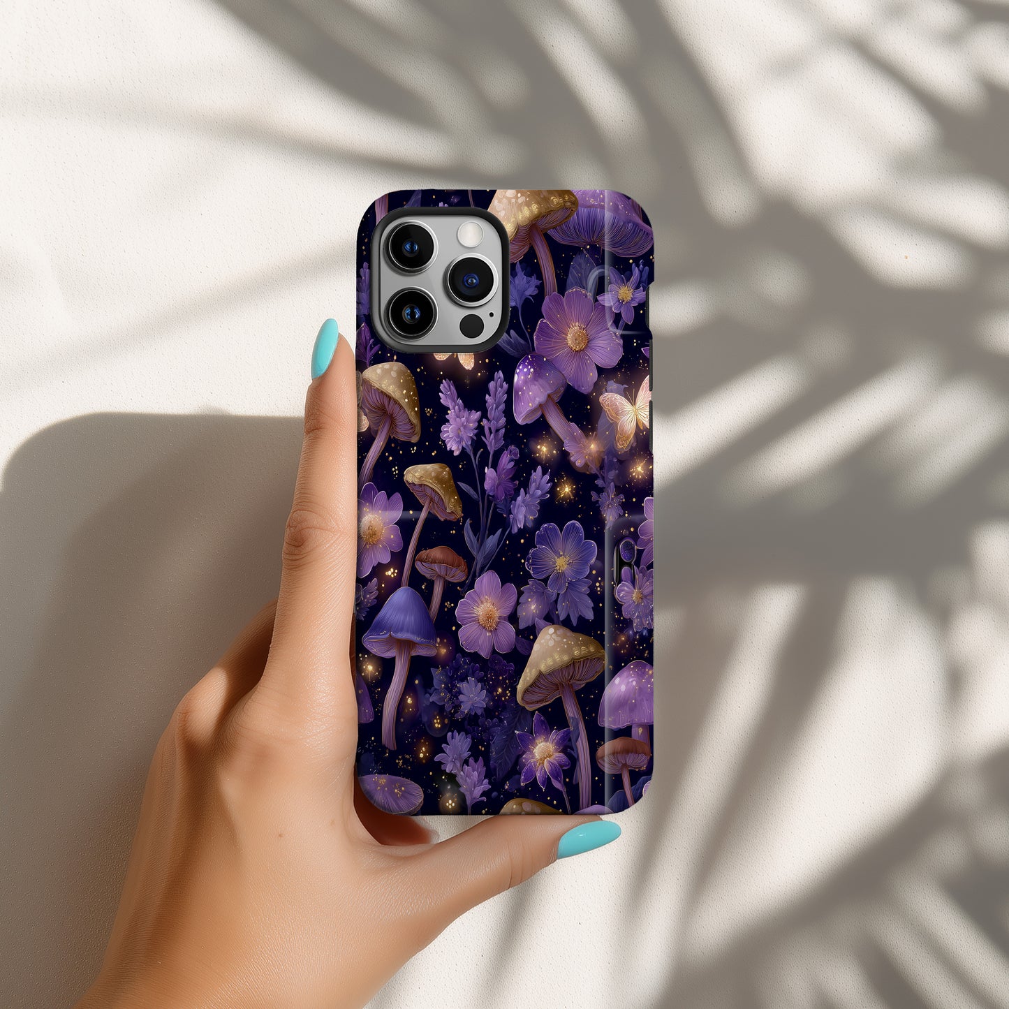 Enchanted Night Garden Phone Case – Mystical Mushroom & Butterfly Design