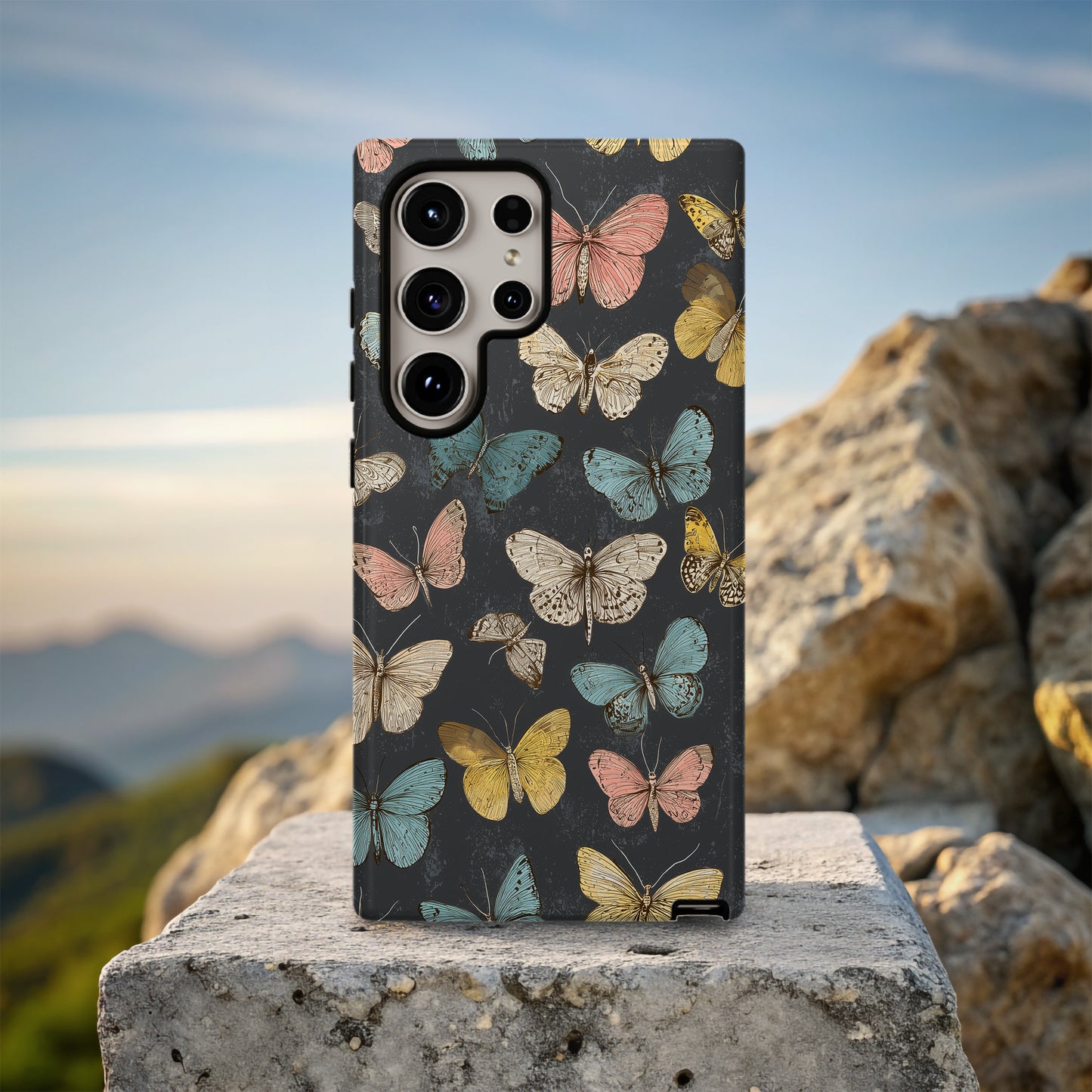 Vintage Butterfly Garden Phone Case – Elegant Insect-Inspired Protective Case