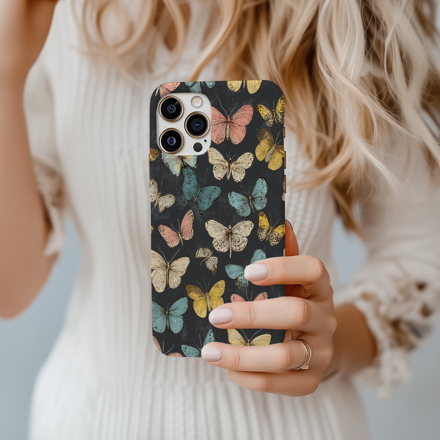 Vintage Butterfly Garden Phone Case – Elegant Insect-Inspired Protective Case