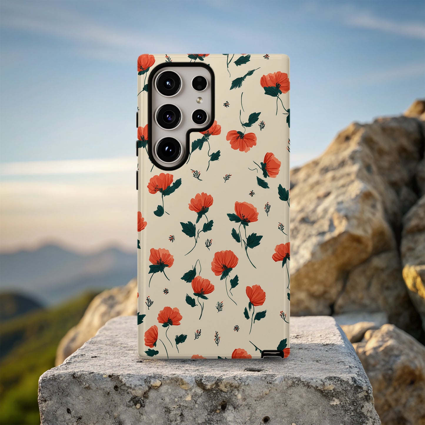 Crimson Petal Phone Case – Minimal Red Floral Protective Case