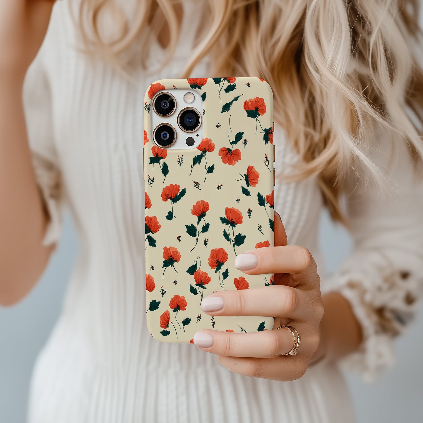Crimson Petal Phone Case – Minimal Red Floral Protective Case