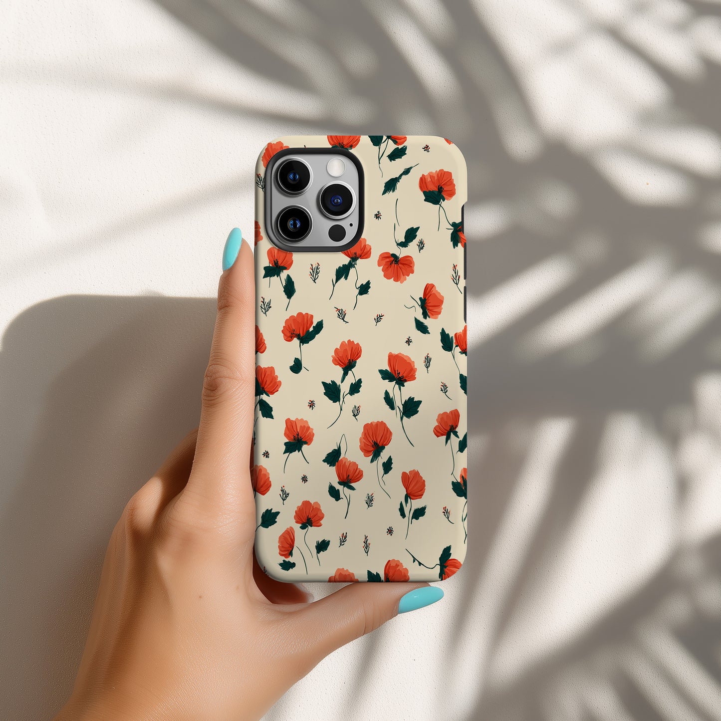 Crimson Petal Phone Case – Minimal Red Floral Protective Case