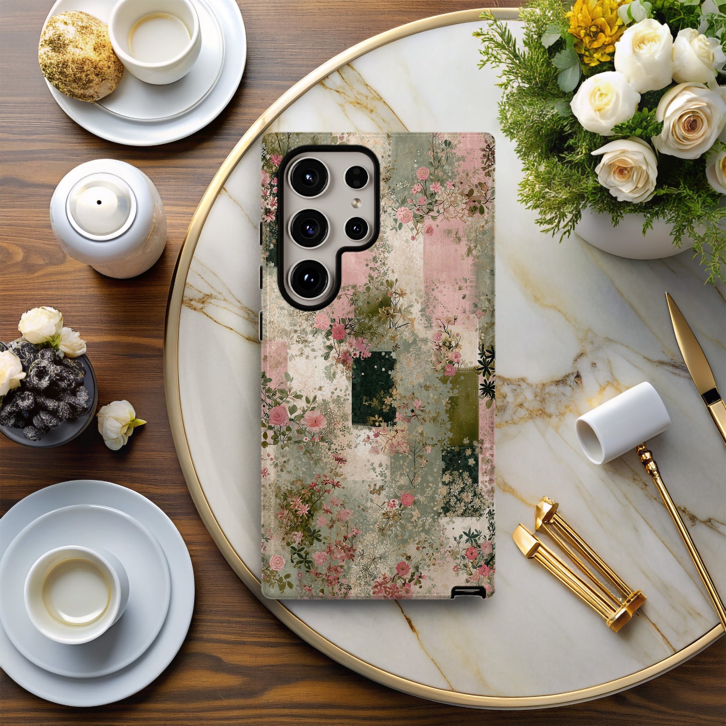 Vintage Garden Collage Phone Case – Romantic Patchwork Floral Design
