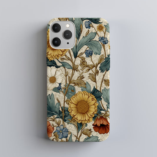 Golden Meadow Phone Case – Vintage Botanical Floral Design