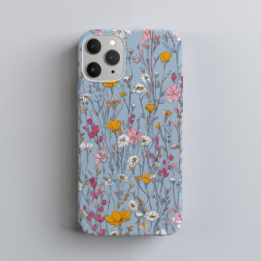 🌸 Wildflower Meadow Protective Phone Case – Blue Floral Elegance 🌼