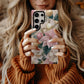 🎀 Blush & Gold Holiday Poinsettia Protective Phone Case – Elegant Christmas Glow ✨