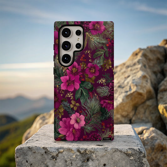 🌺 Winter Bloom Elegance Protective Floral Phone Case