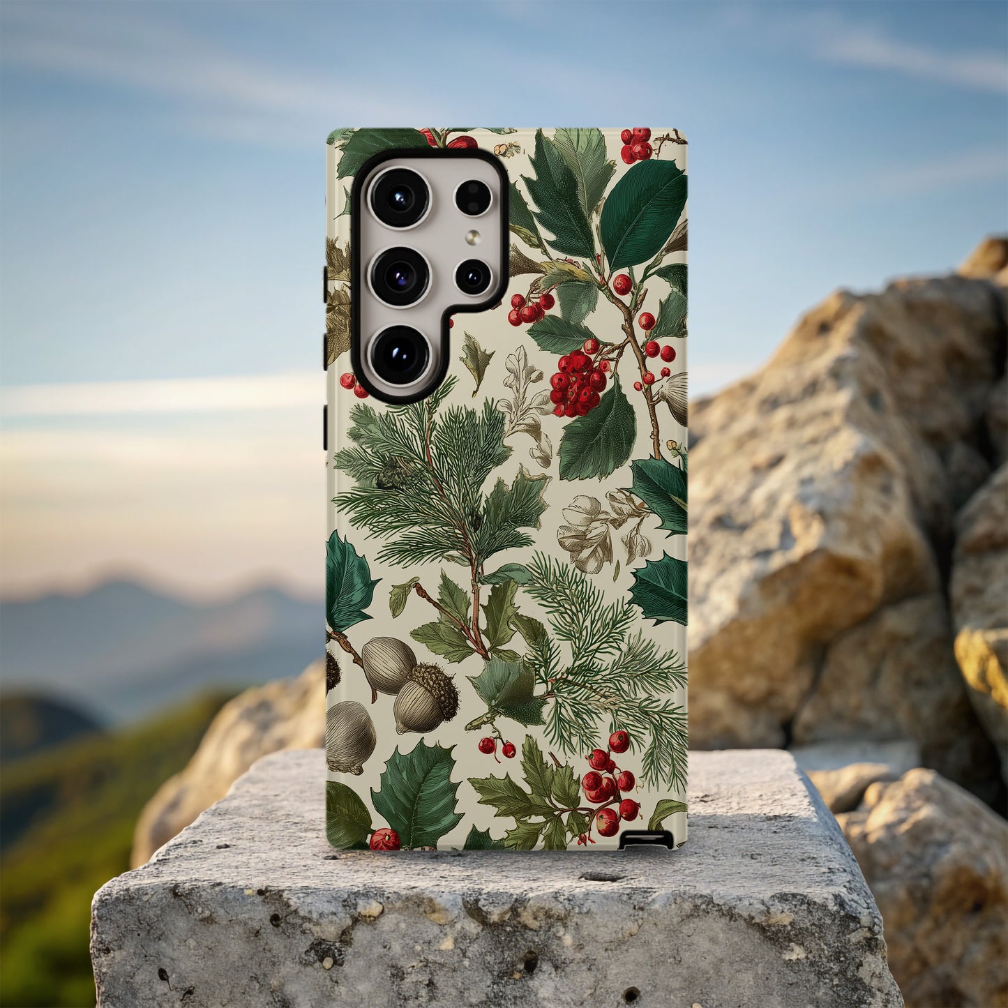 🍃 Vintage Winter Botanicals Protective Phone Case