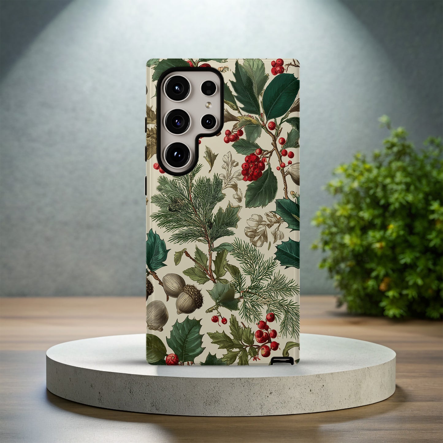 🍃 Vintage Winter Botanicals Protective Phone Case