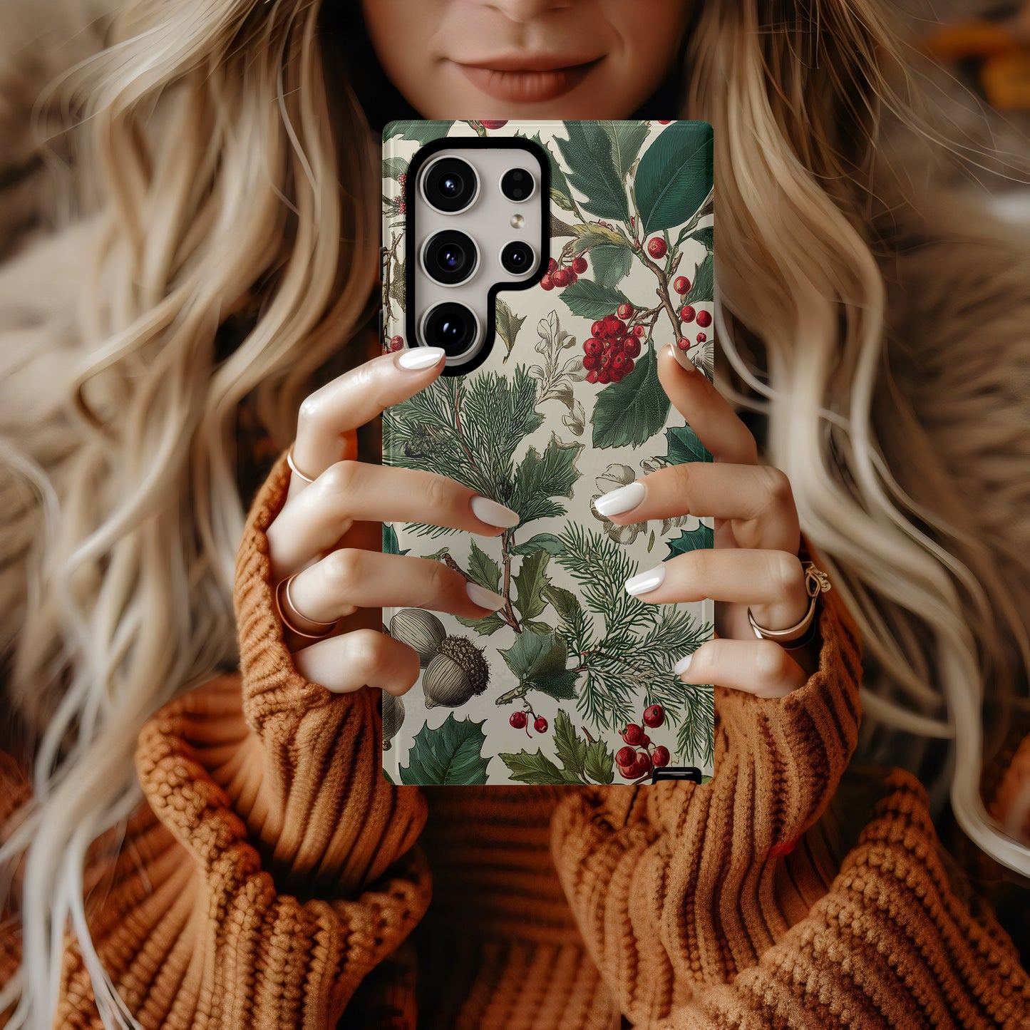 🍃 Vintage Winter Botanicals Protective Phone Case