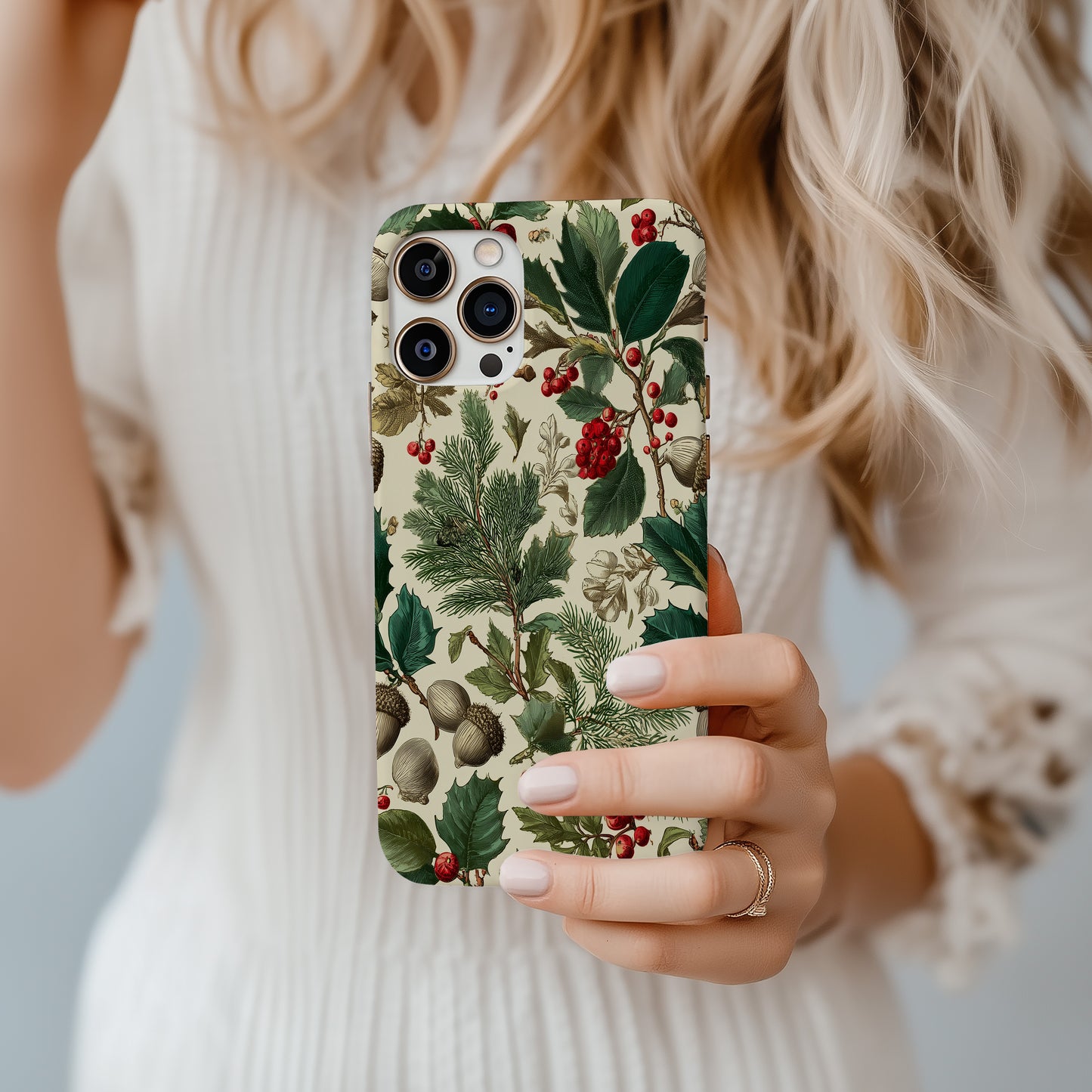 🍃 Vintage Winter Botanicals Protective Phone Case