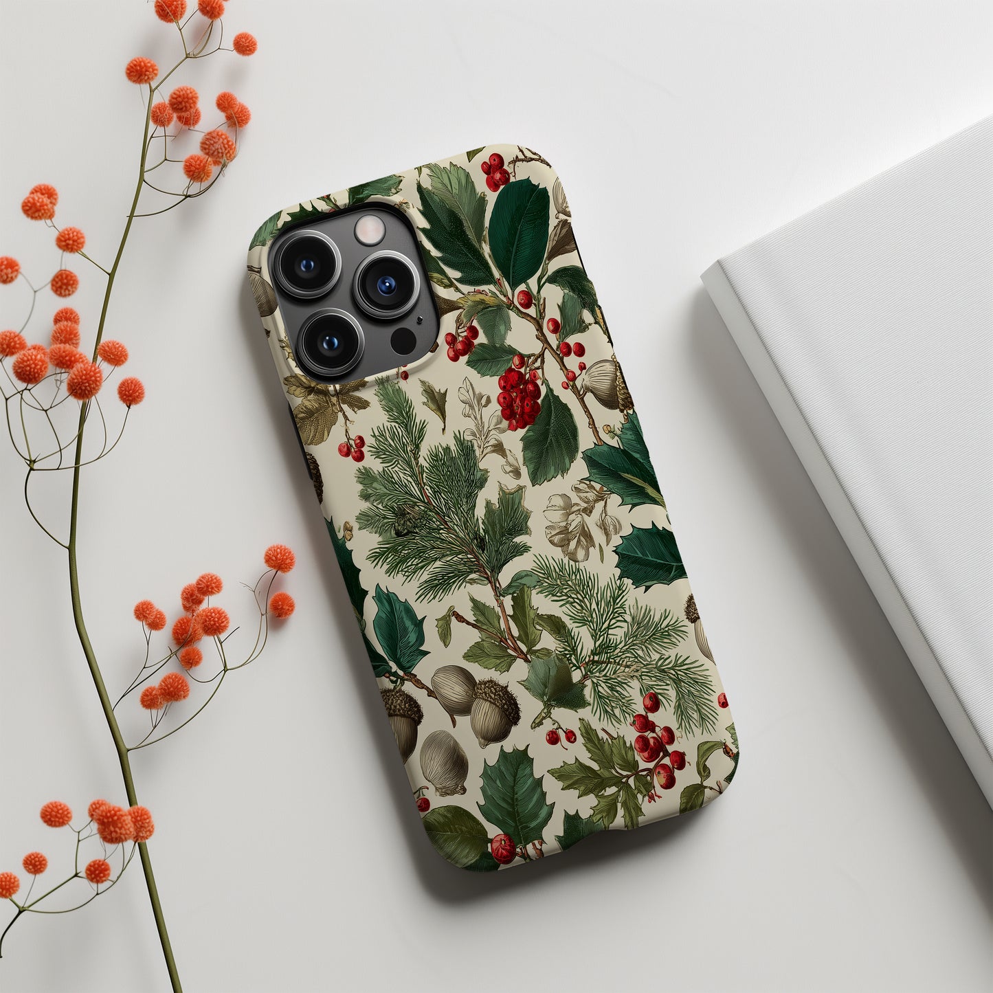🍃 Vintage Winter Botanicals Protective Phone Case