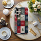 🎁 Cozy Christmas Patchwork Protective Phone Case – Rustic Red, Green & Navy Holiday Design