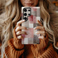 ❄️ Blush Winter Mosaic Protective Phone Case – Modern Neutral Holiday Design