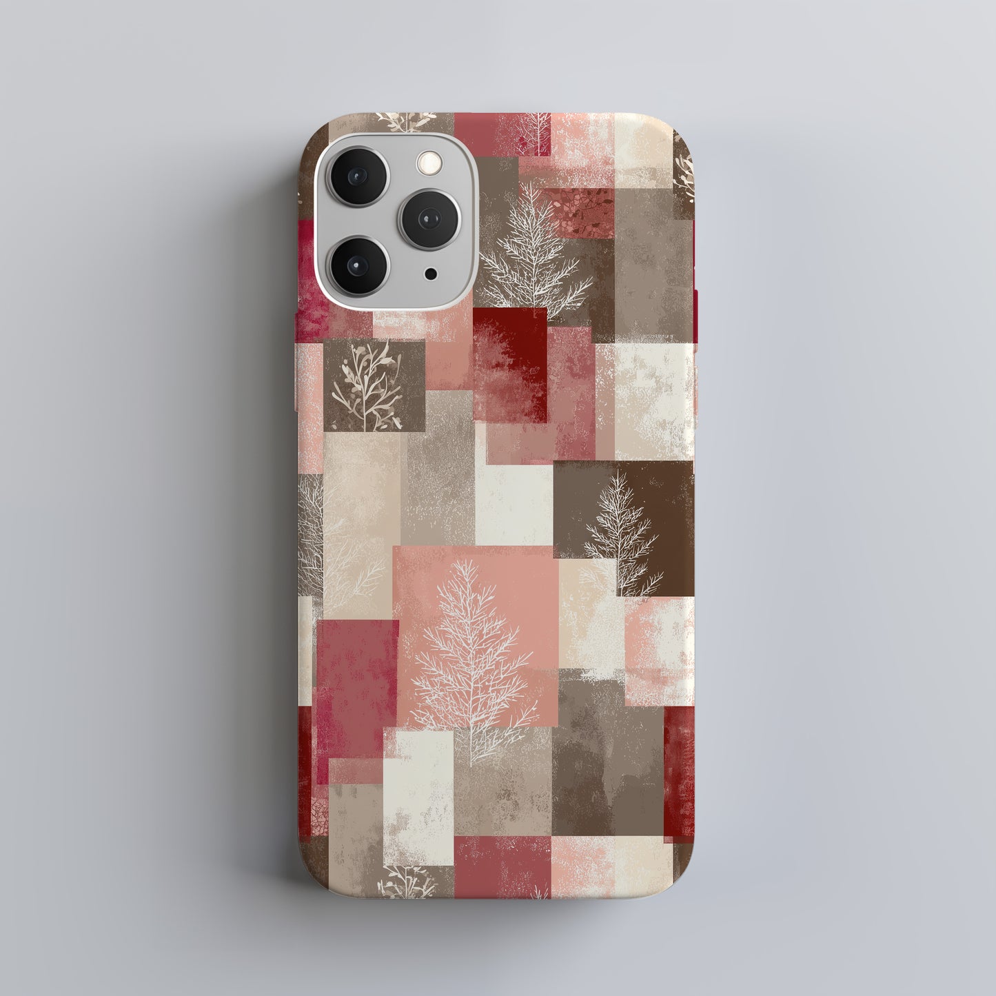 ❄️ Blush Winter Mosaic Protective Phone Case – Modern Neutral Holiday Design