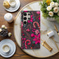 🍬 Candy Cane Bloom Protective Phone Case – Festive Pink & Red Holiday Design
