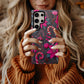 🍬 Candy Cane Bloom Protective Phone Case – Festive Pink & Red Holiday Design